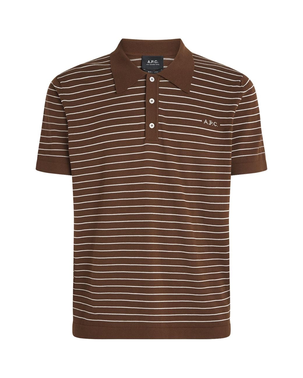 A.P.C. Brown Cotton Stripe Tristan Polo Shirt for men