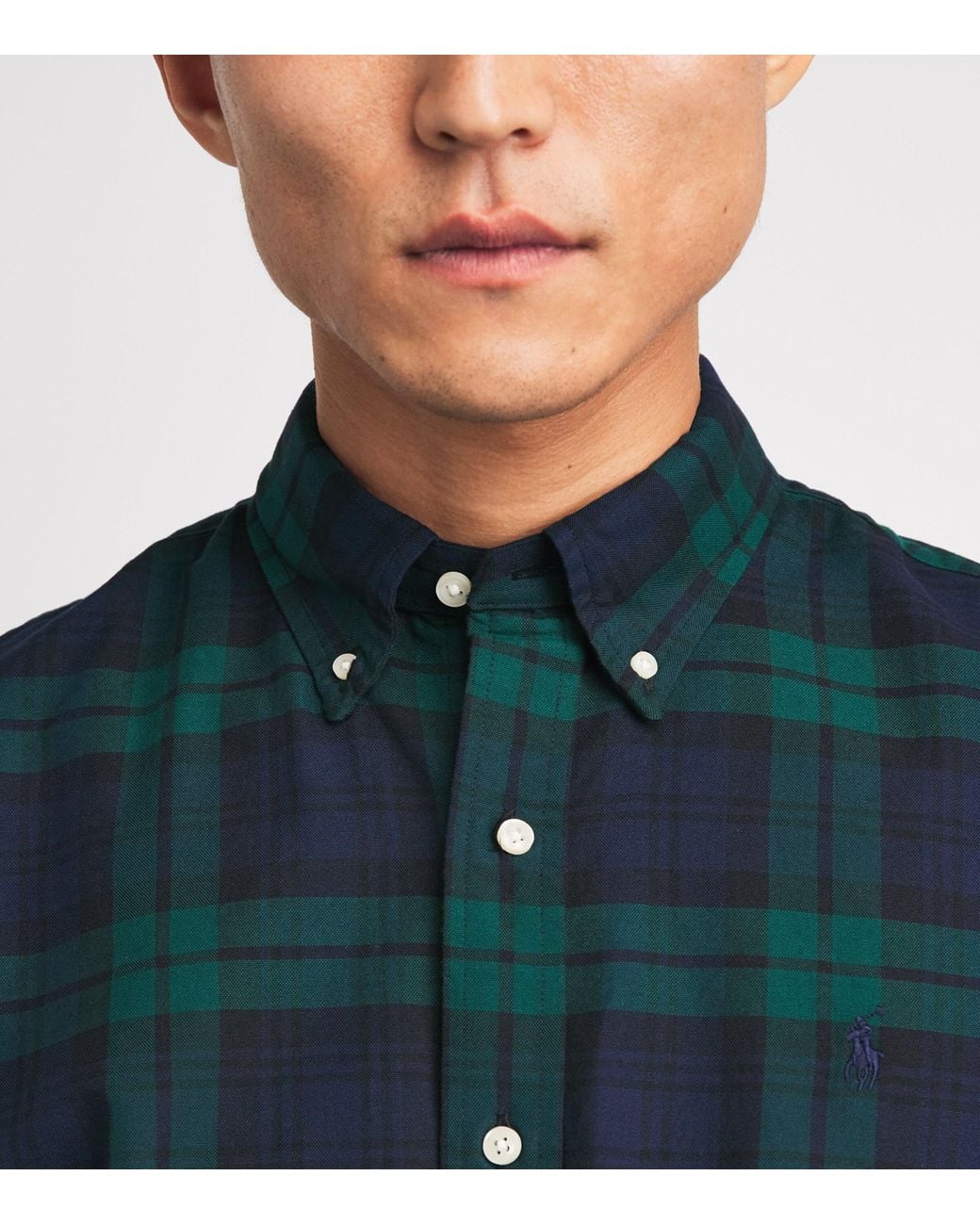 Polo Ralph Lauren Blue Cotton Check Oxford Shirt for men