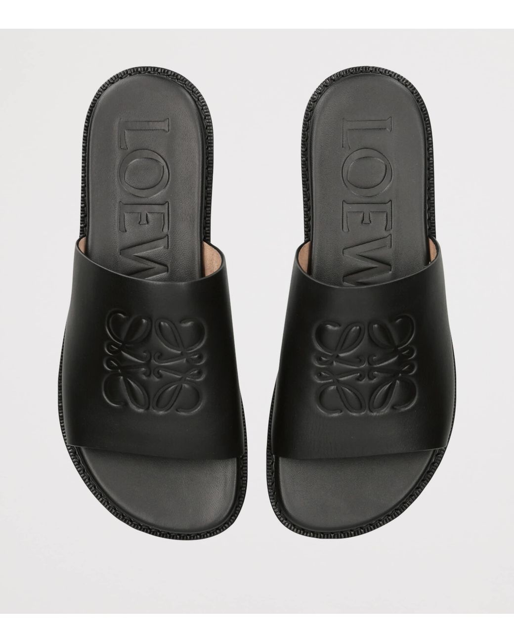 Loewe Black Flex Anagram Slides for men