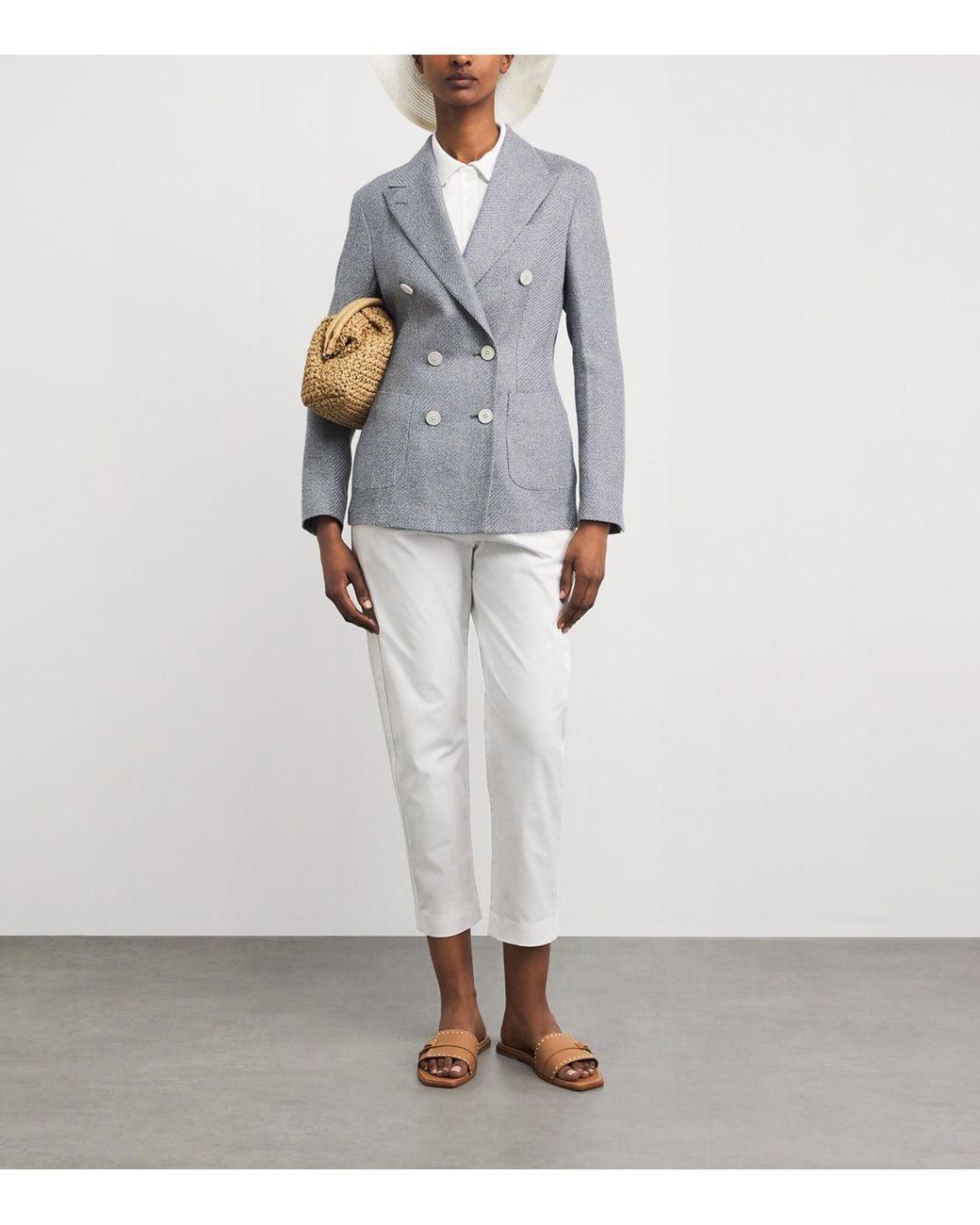 Eleventy Gray Double-Breasted Blazer