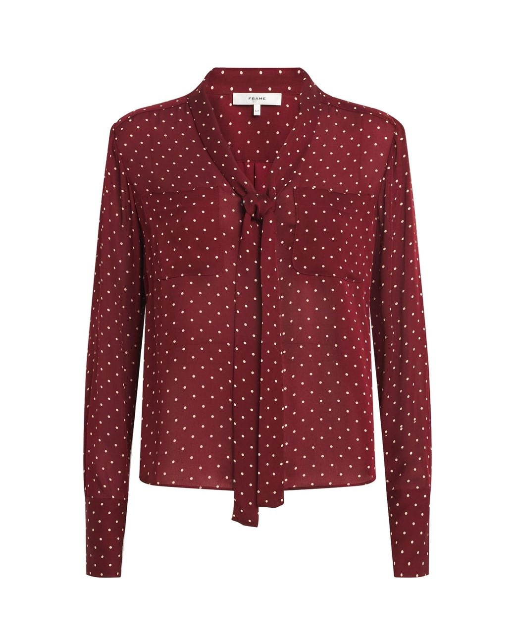 FRAME Red Silk Modern Tie Blouse