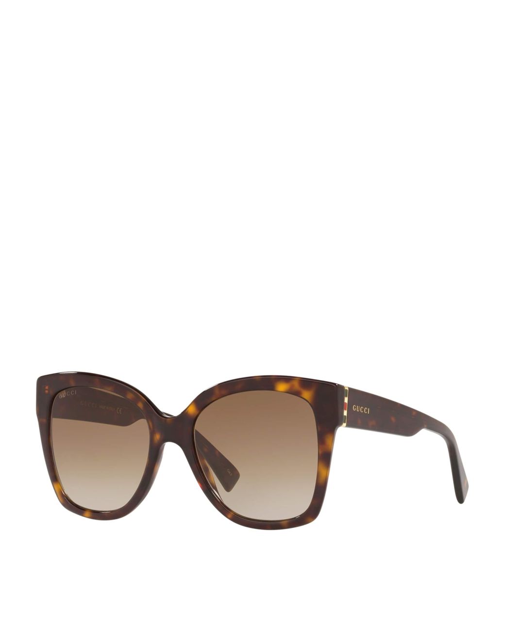 Gucci Brown Rectangular Tortoiseshell Sunglasses