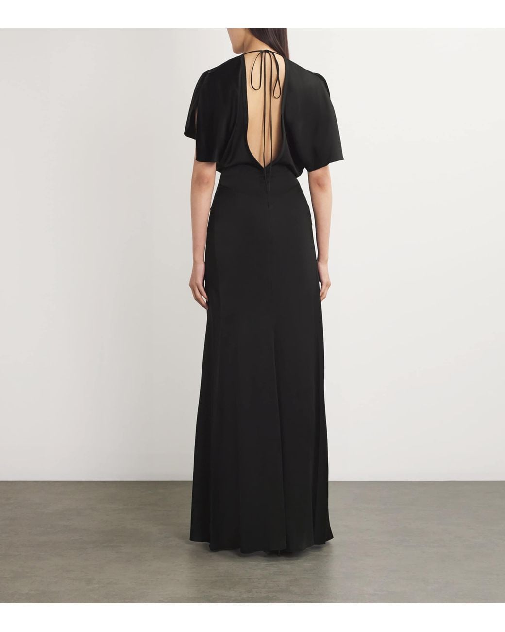 Victoria Beckham Black Gathered-Waist Maxi Dress