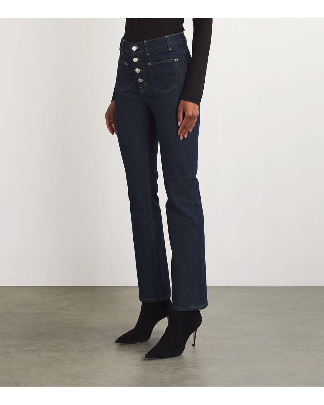 Maje Blue Patch-Pockets Straight-Leg Jeans