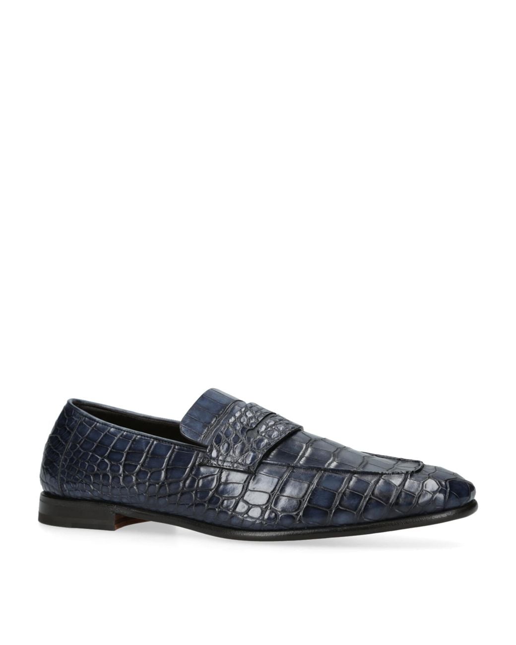 Zegna Blue Crocodile Skin Penny Loafers for men