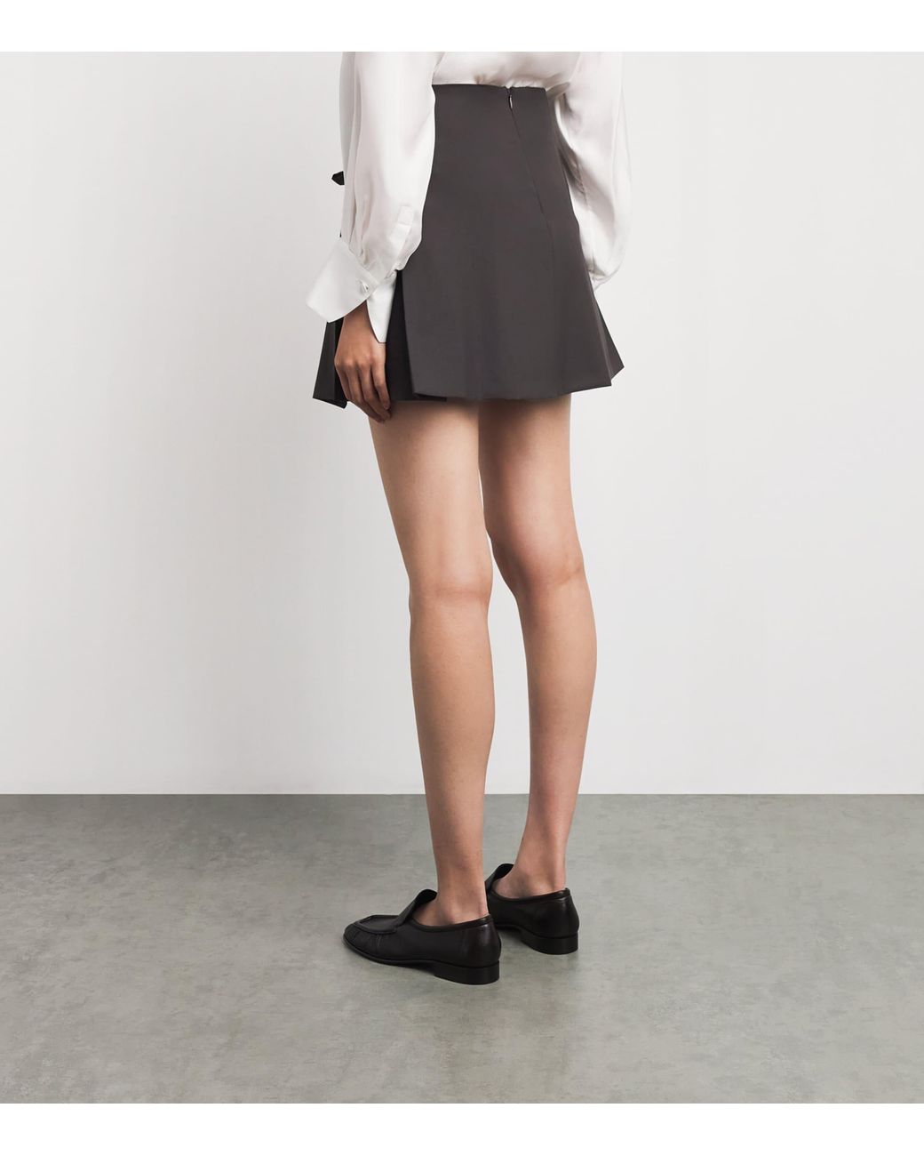 Sandro Gray Side-Bow Pleated Mini Skirt