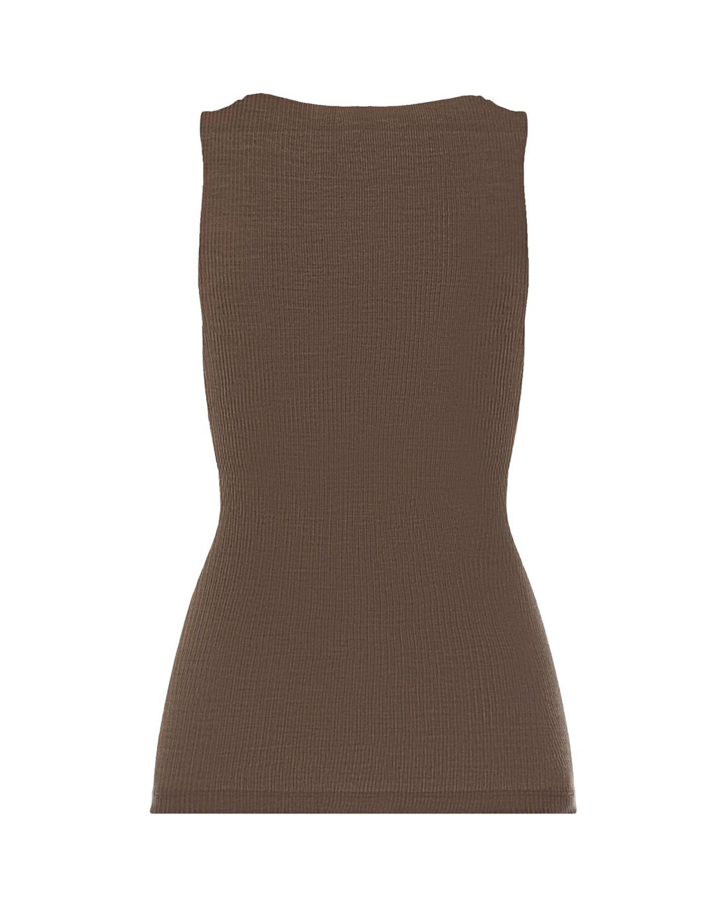 Hanro Brown Wool-Silk Square-Neck Tank Top