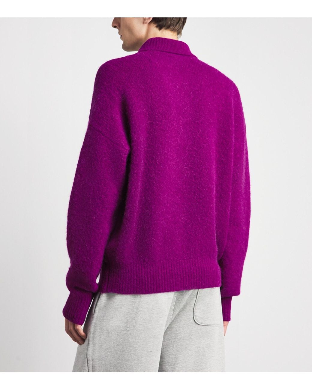 AMI Purple Knitted Polo Sweater for men