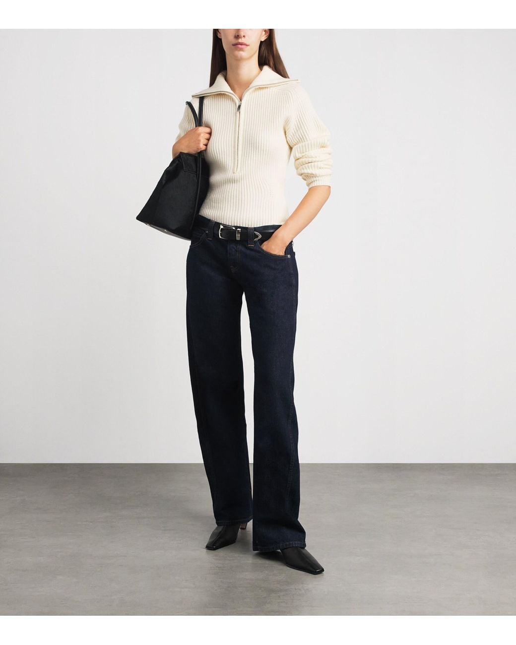 Anine Bing White Merino Wool-Cashmere June Sweater
