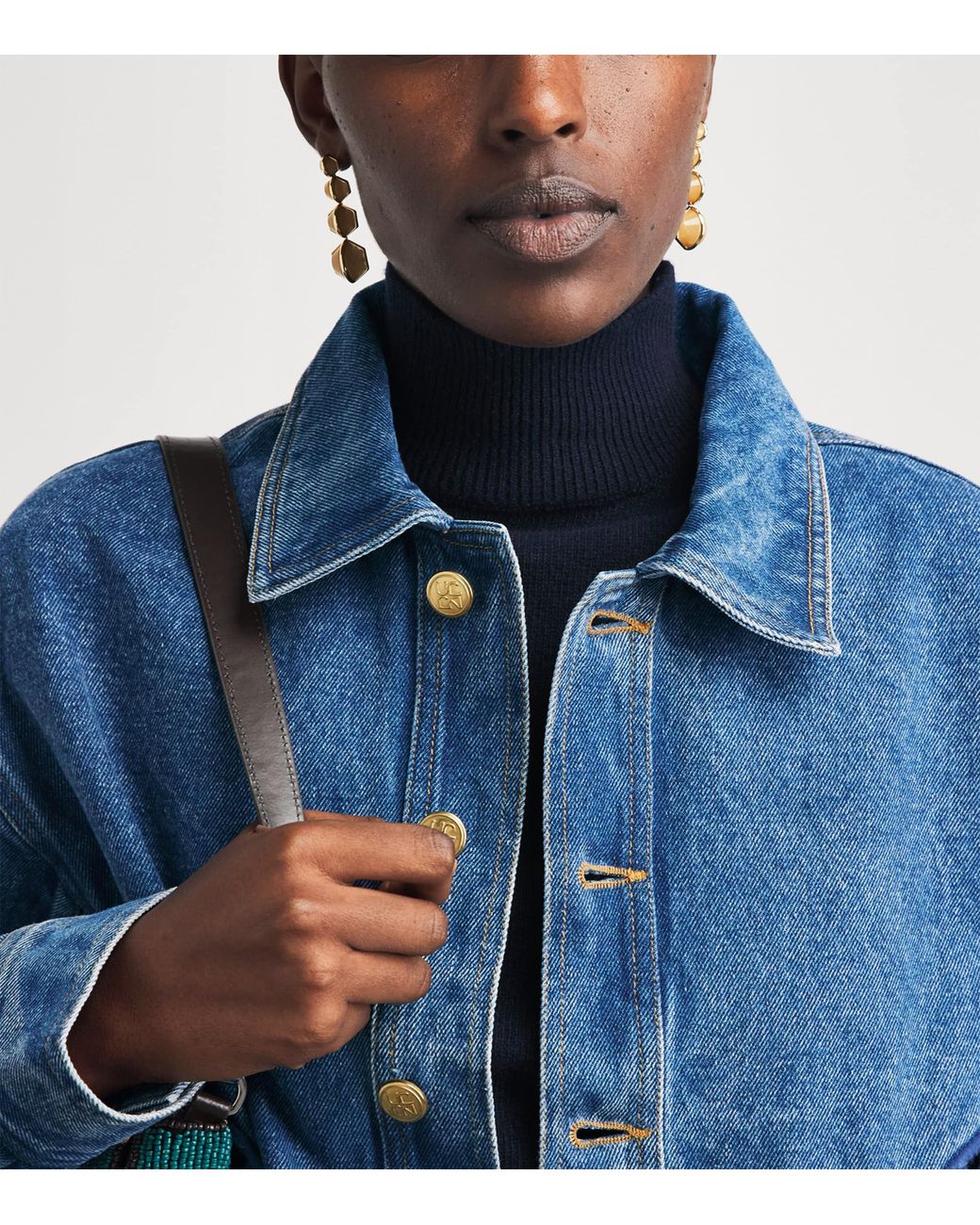 Ulla Johnson Blue Eyelet Bobbi Denim Jacket
