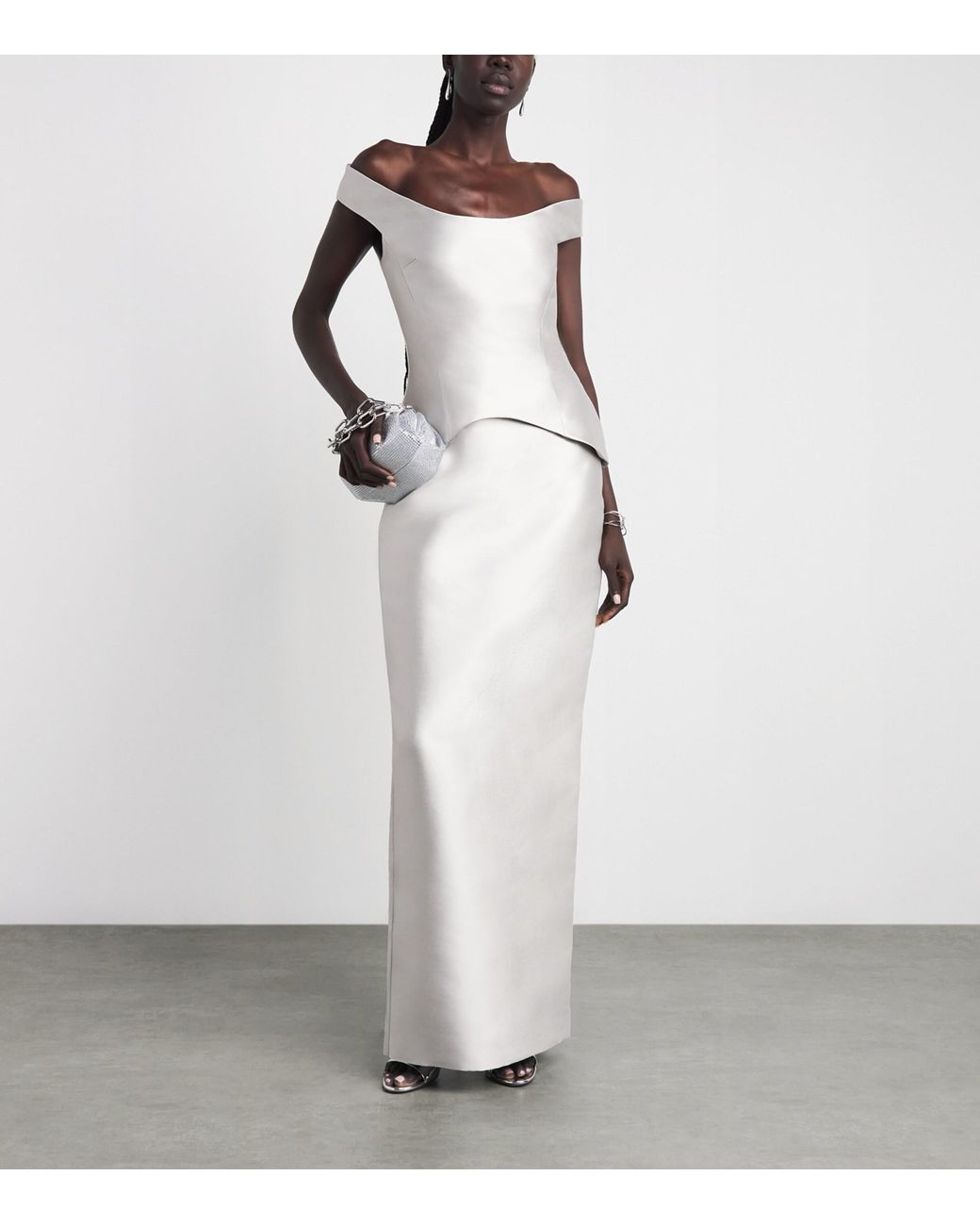Solace London White Off-The-Shoulder Pieta Gown