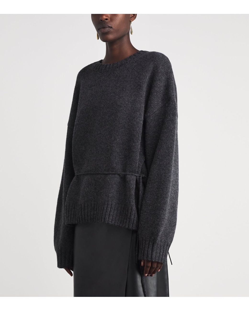 St. Agni Black Merino Wool Belted Sweater
