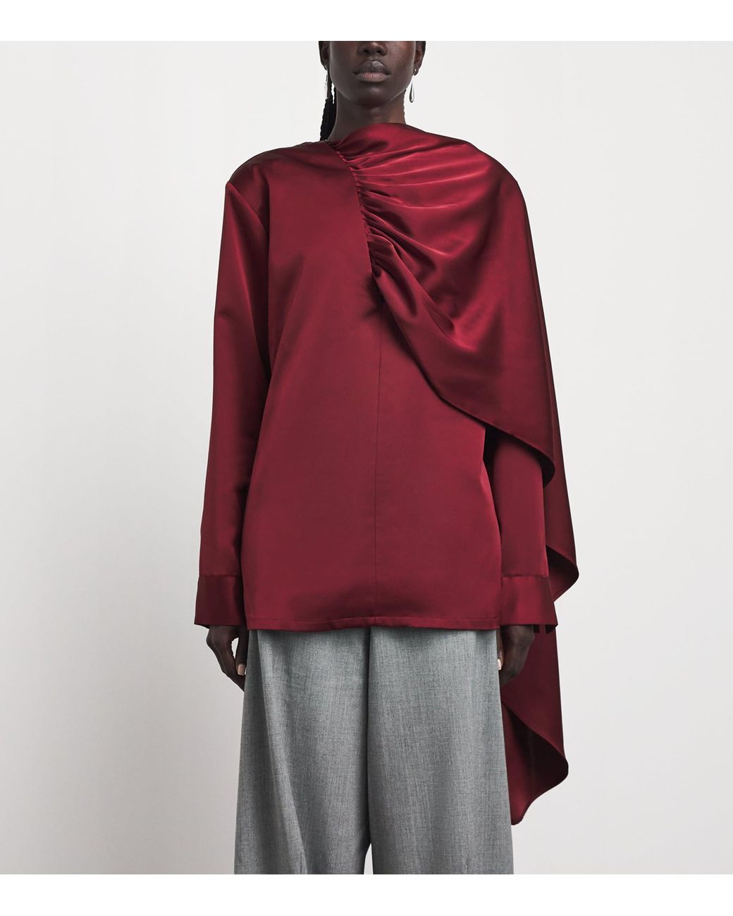 Source Unknown Red Long-Sleeve Scarf Koa Blouse