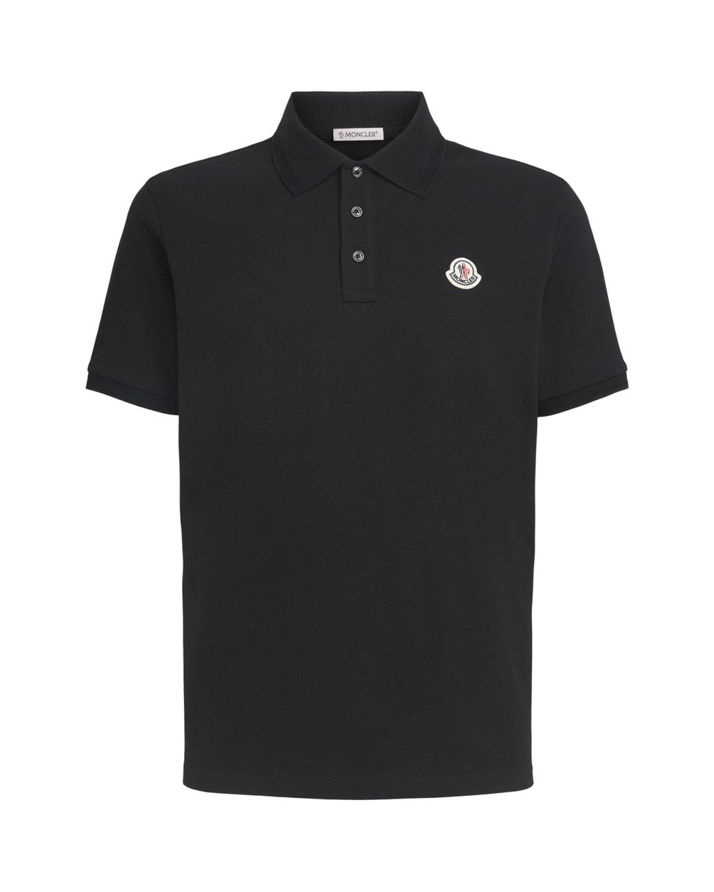 Moncler Black Cotton Logo Polo Shirt for men