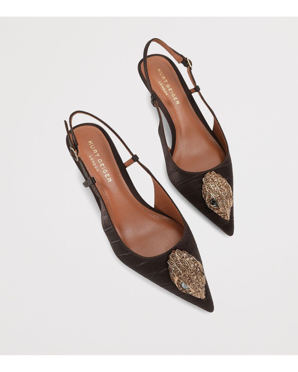 Kurt Geiger Brown Satin Belsize Slingbacks