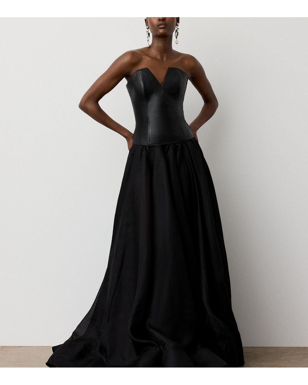 Ralph Lauren Black Leather Harling Bustier Top