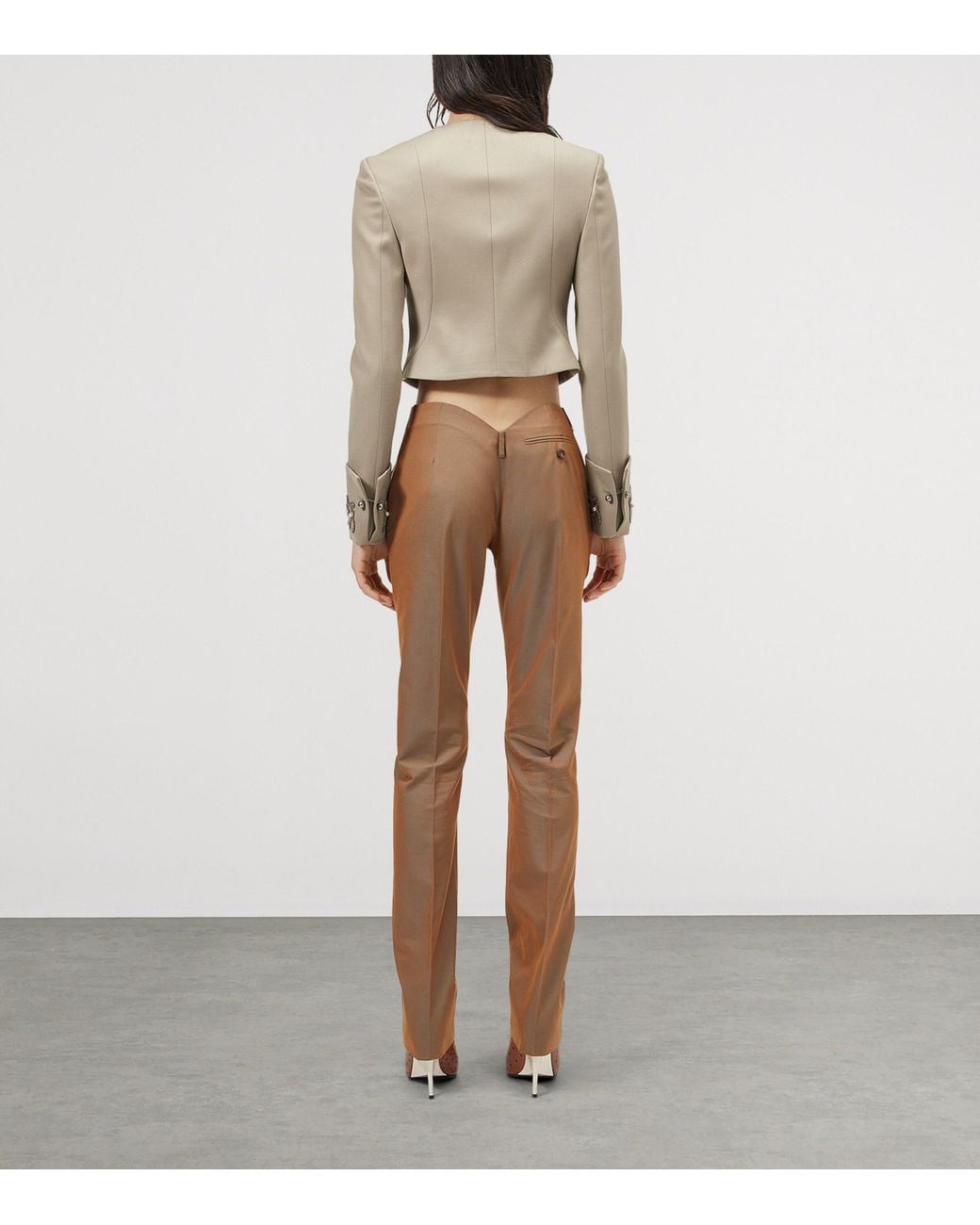 McQueen Natural Wool Beaded Cropped Jacket