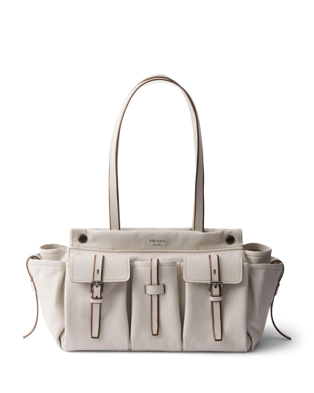 Prada Metallic Large Leather Route Tote Bag