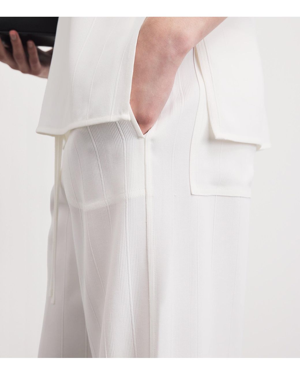 Totême  White Woven Stripe Wide-Leg Trousers