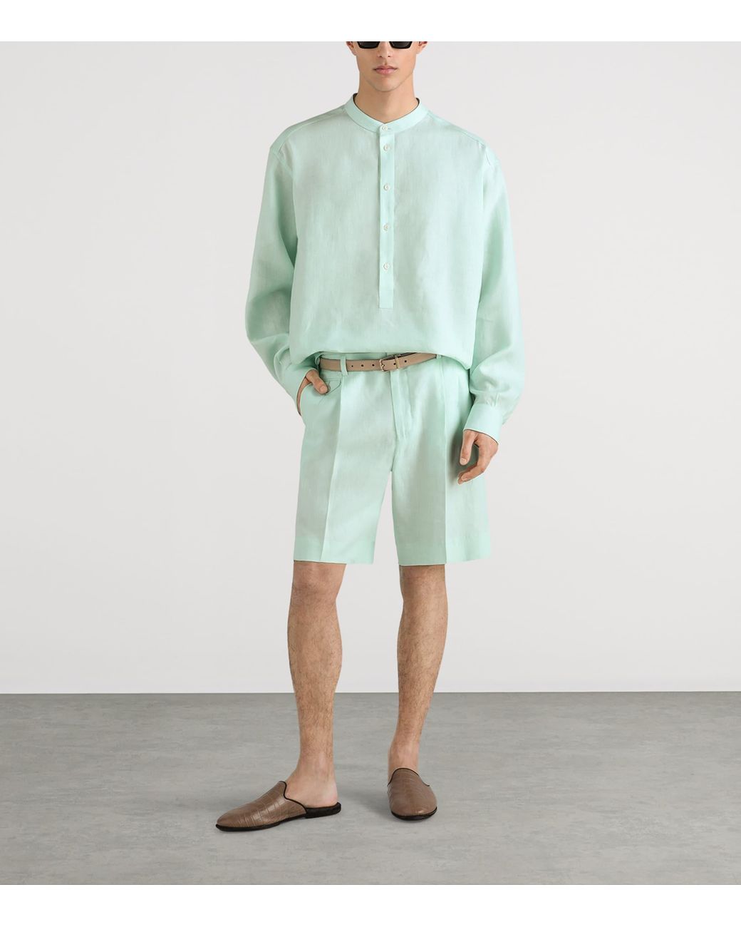 Dolce & Gabbana Blue Linen Bermuda Shorts for men