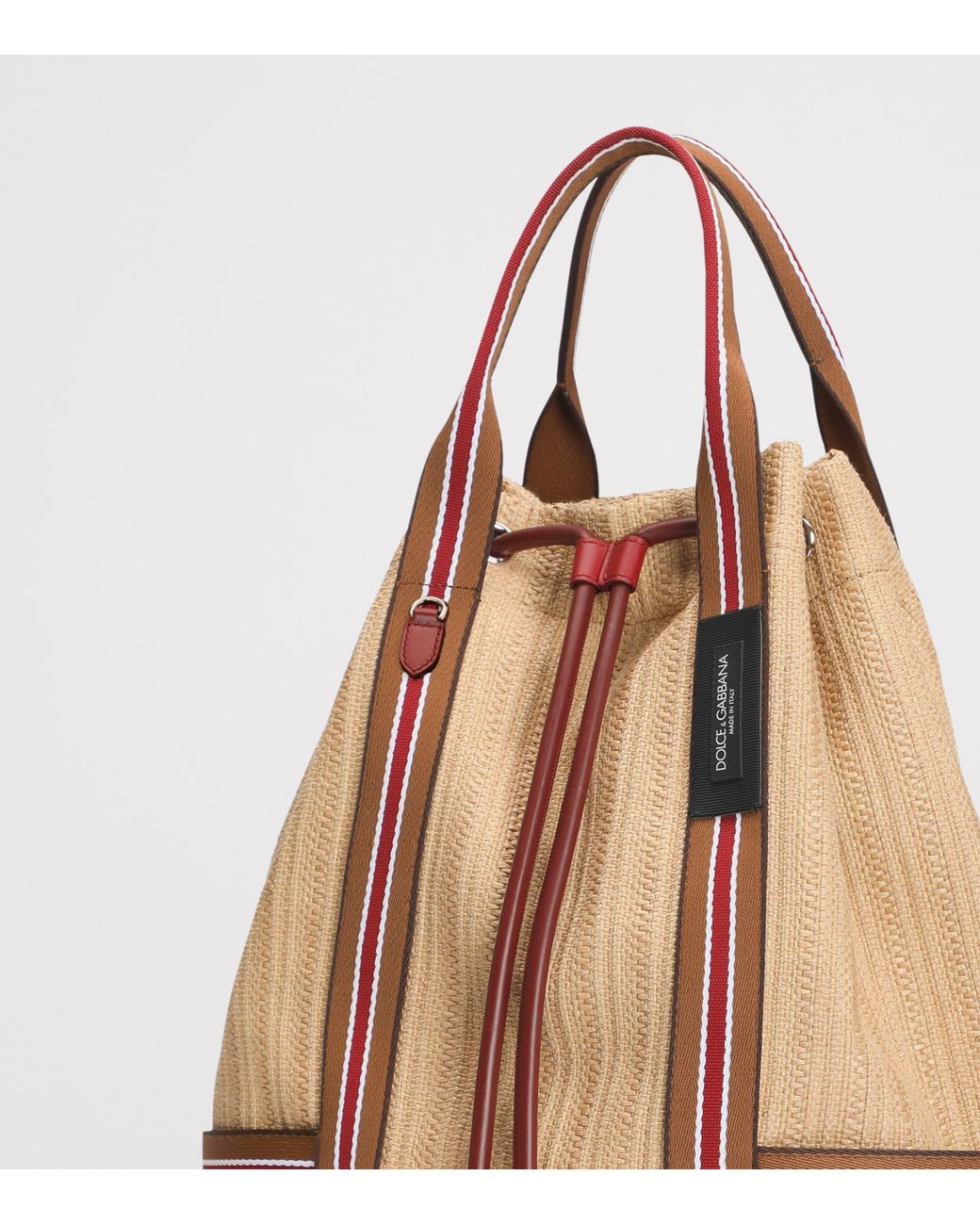 Dolce & Gabbana Brown Raffia-Leather Essenza Backpack for men