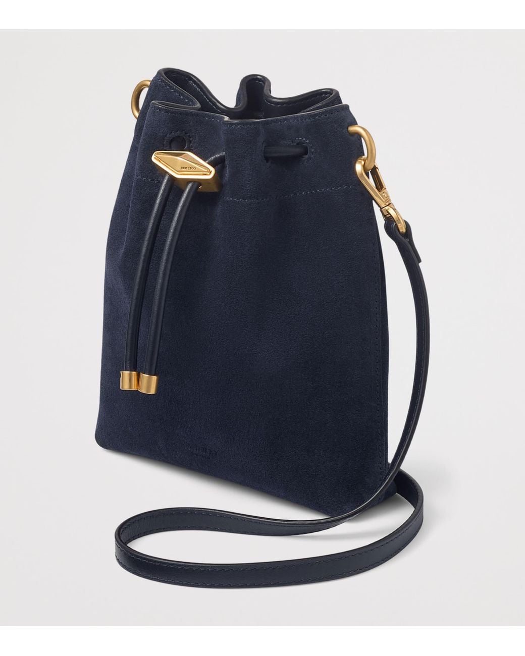 Jimmy Choo Blue Suede Cinch Mini Bucket Bag