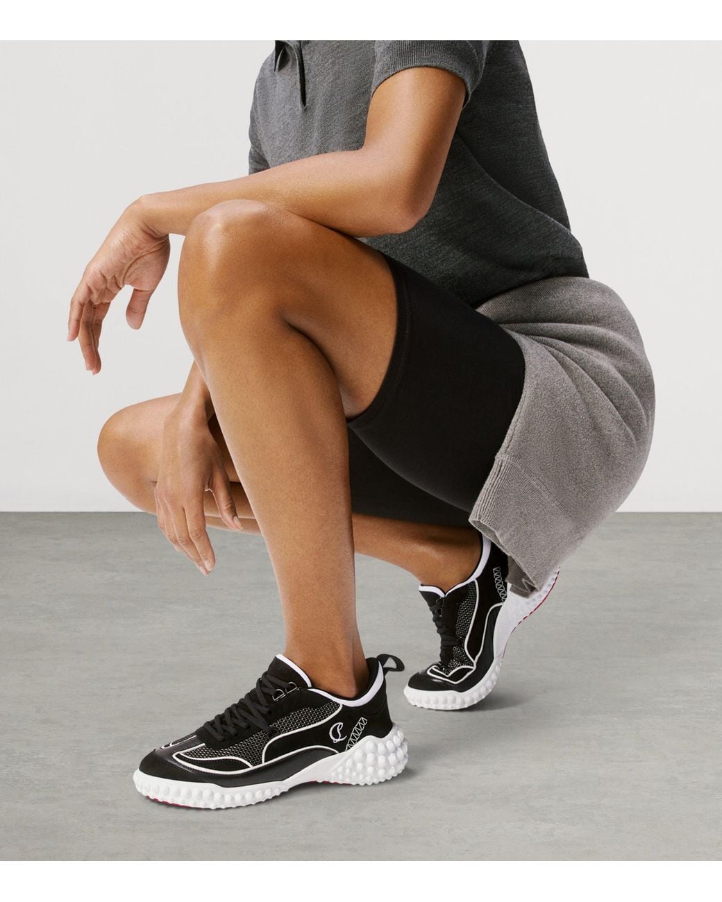 Christian Louboutin Black Mara Mesh Trainers