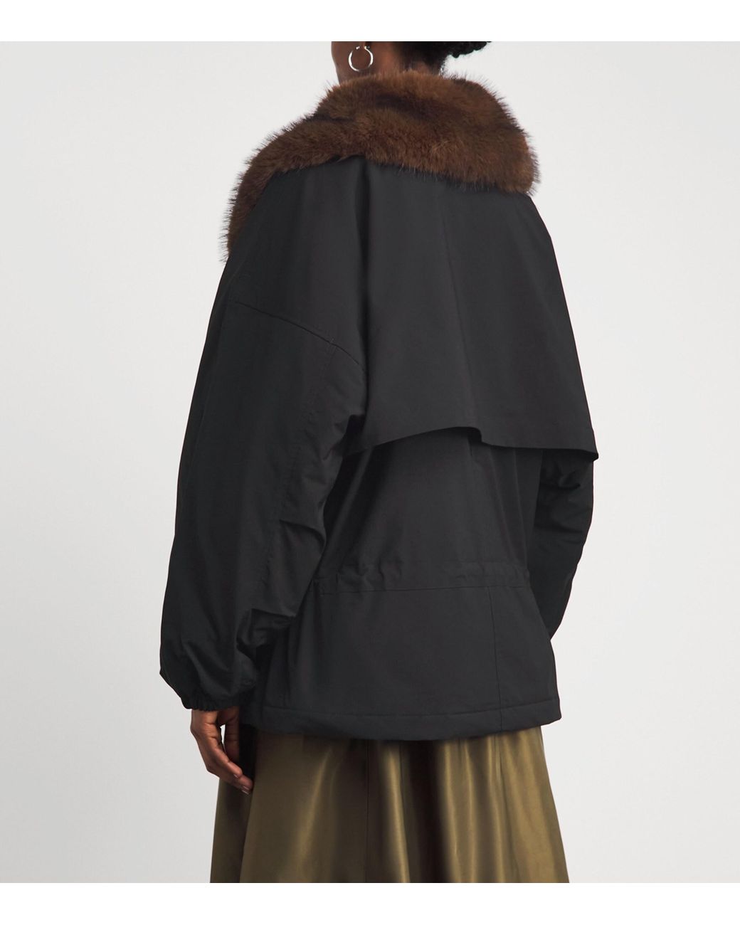 Charoux Black Faux Fur-Collar Arctik Parka Jacket