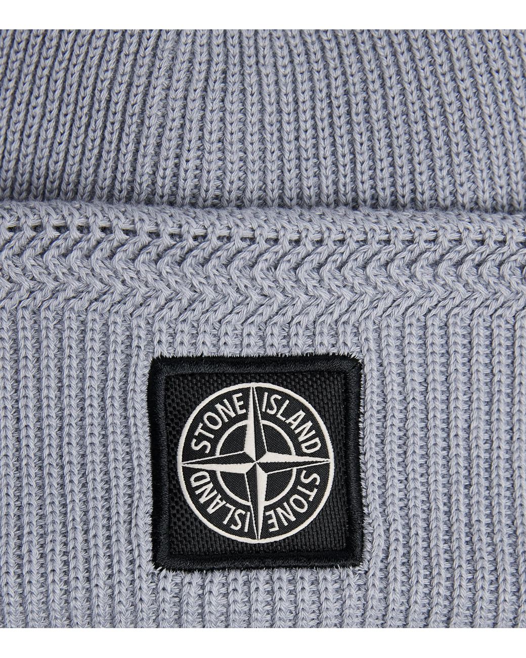 Stone Island Gray Cotton Compass Patch Beanie for men