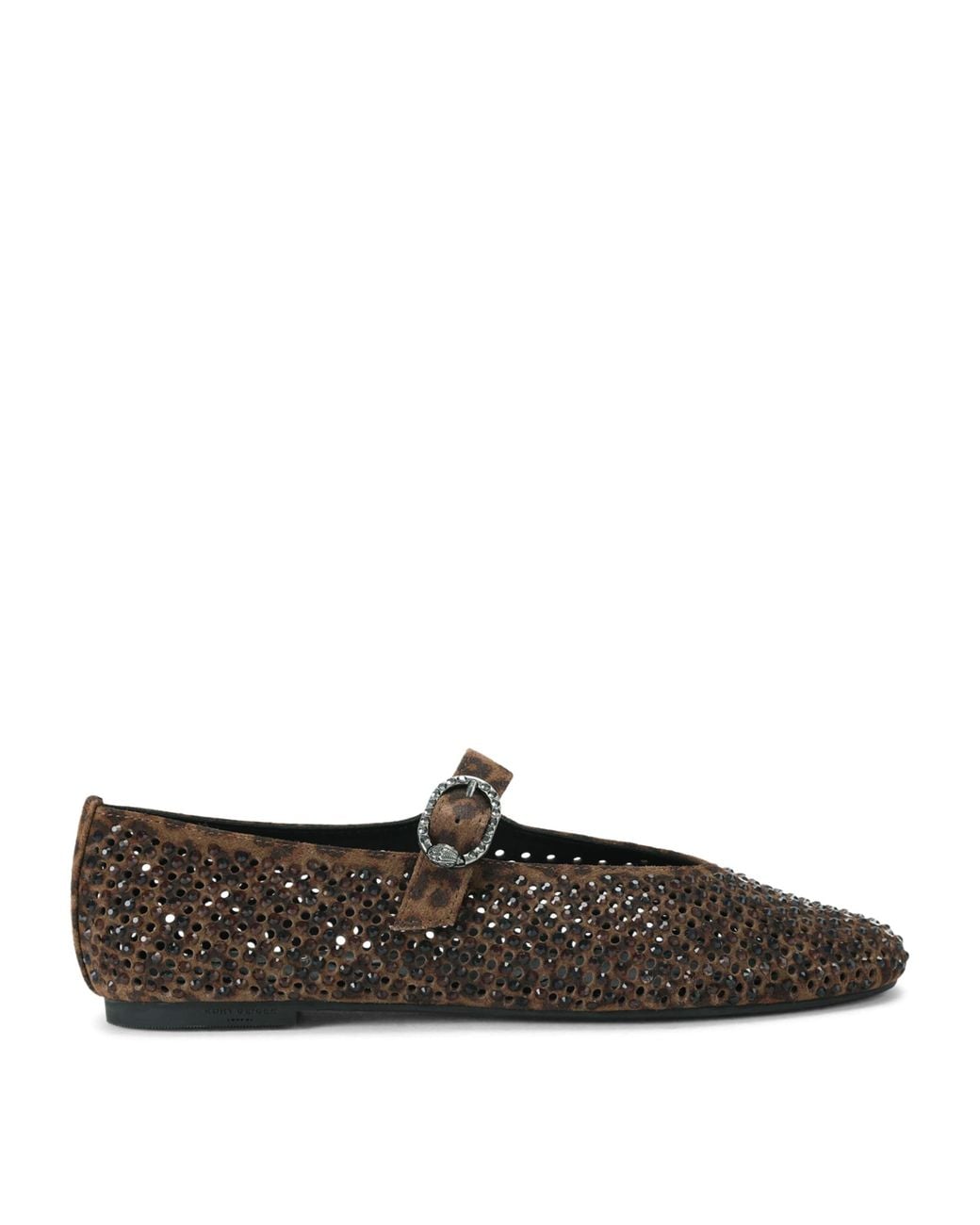 Kurt Geiger Brown Suede Embellished Mayfair Ballet Flats