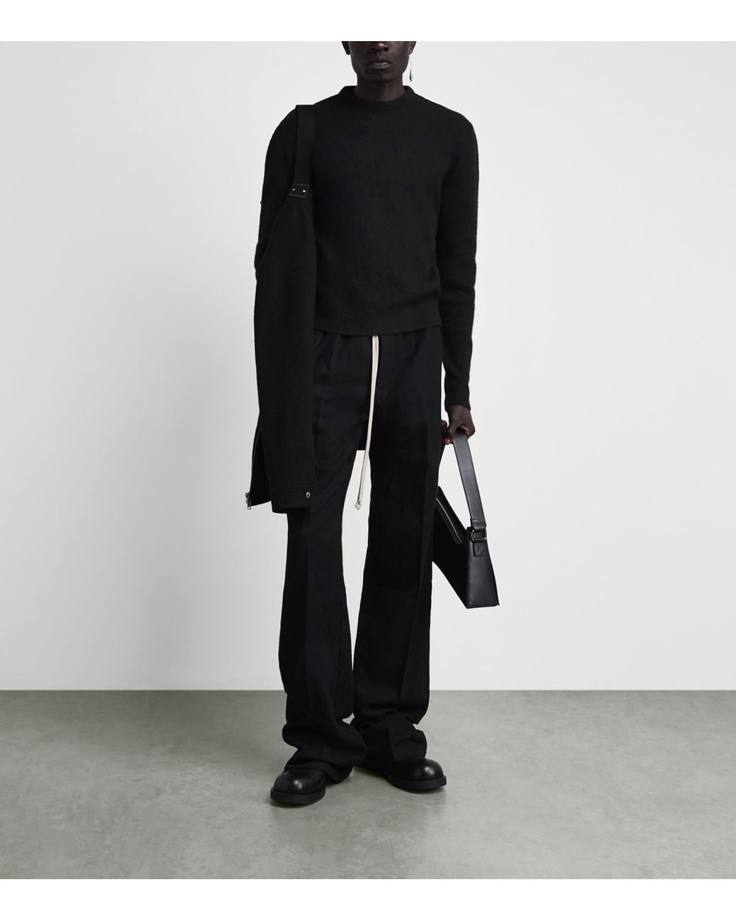 Rick Owens Black Cashmere-Blend Crew-Neck Sweater for men
