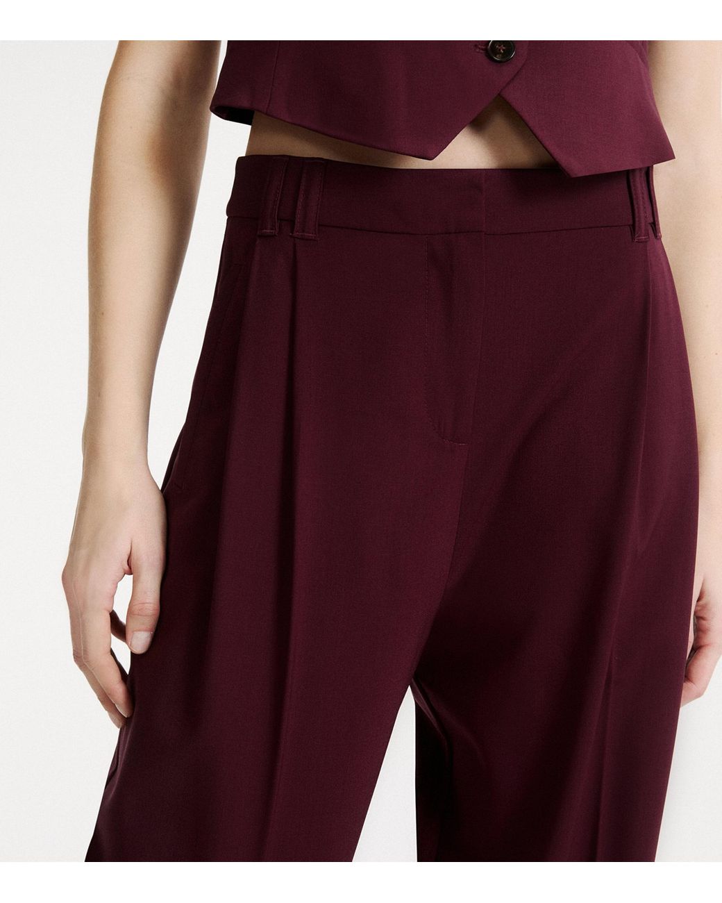 Marella Purple Virgin Wool-Blend Tailored Trousers