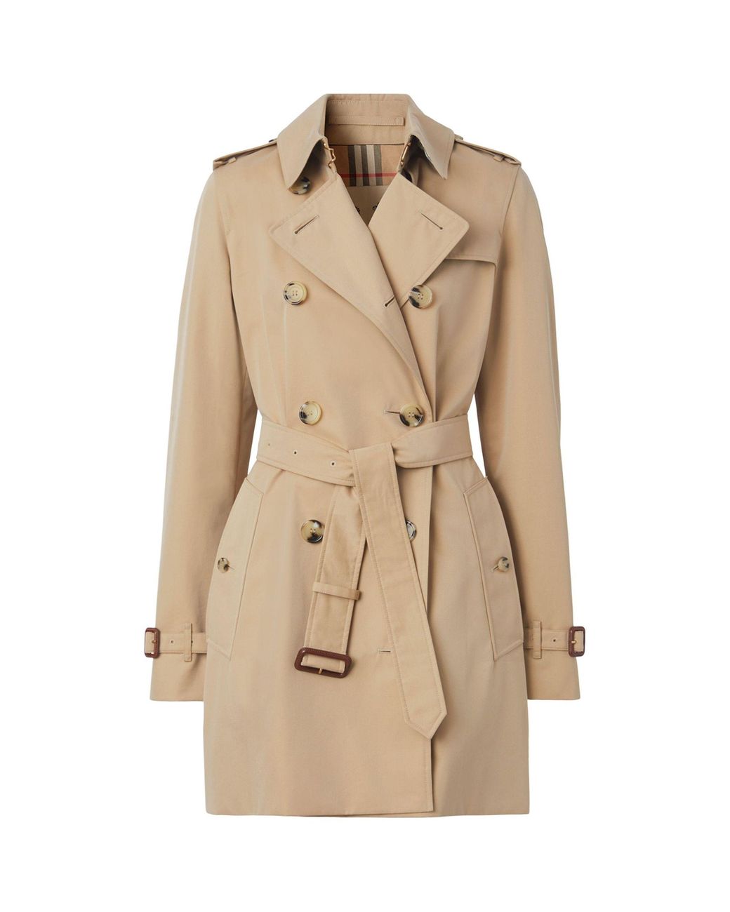 Burberry Leather Short Kensington Heritage Trench Coat in Natural