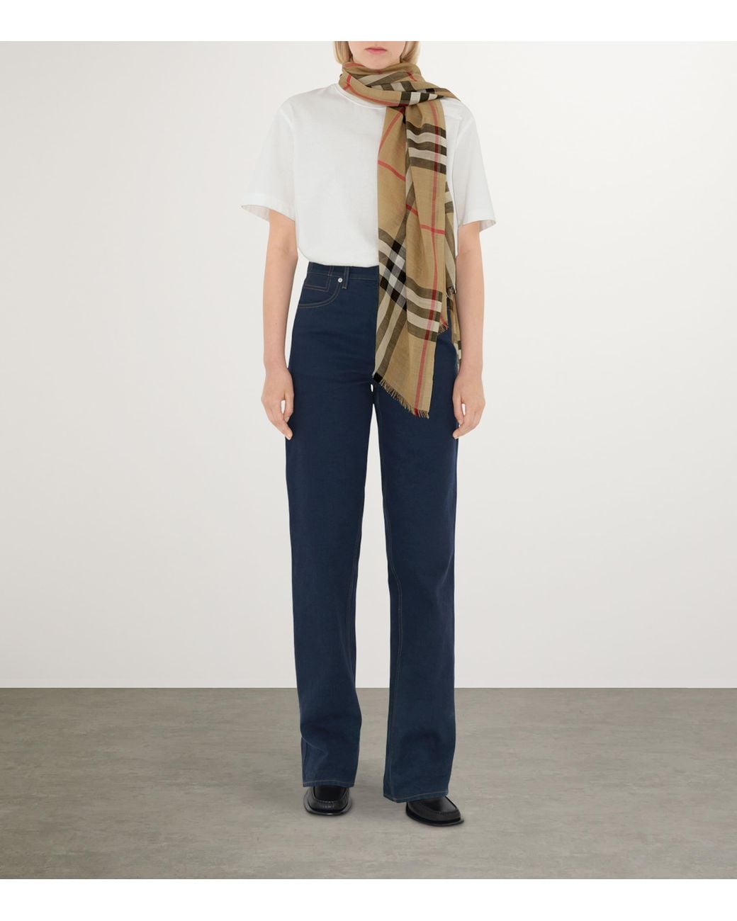 Burberry Natural Wool-Silk Check Scarf