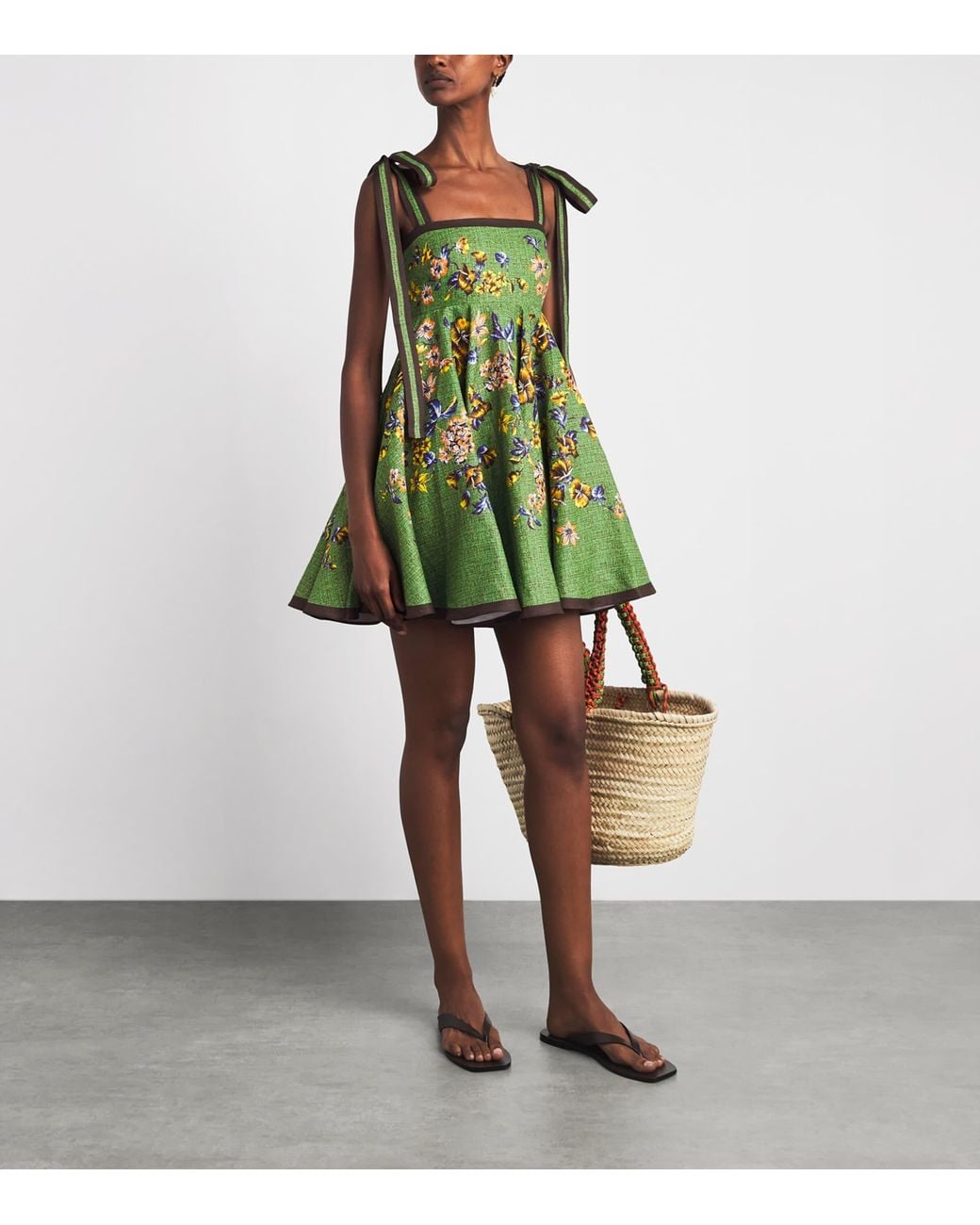 ALÉMAIS Green Linen Phyllis Mini Dress