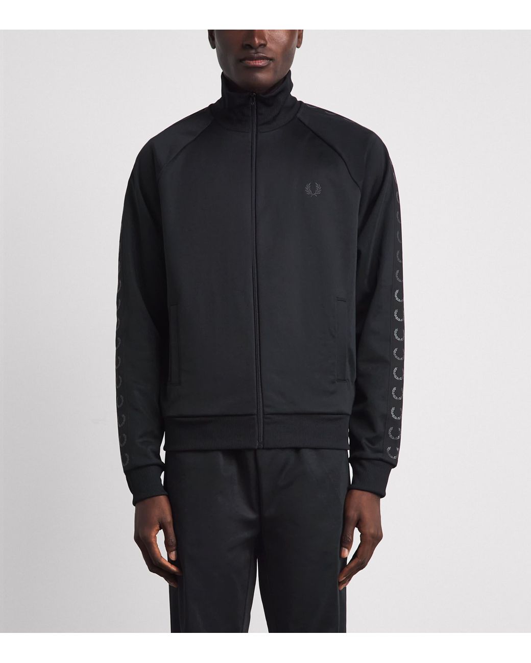 Fred Perry Blue Contrast-Tape Track Jacket for men