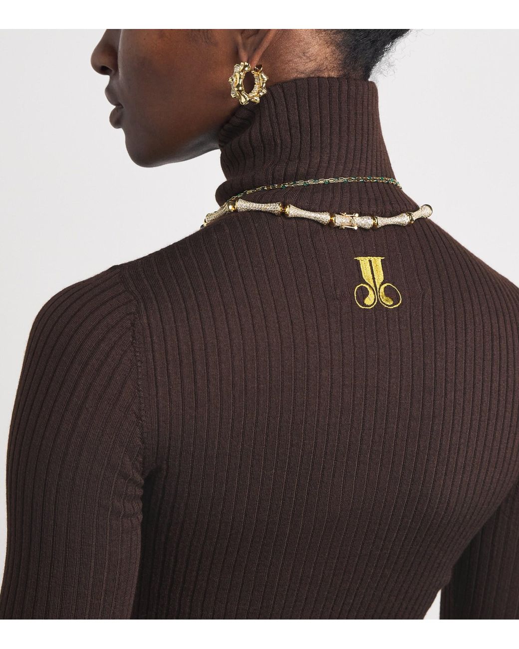 LaDoubleJ Brown Cashmere-Silk Feather-Trim Sweater