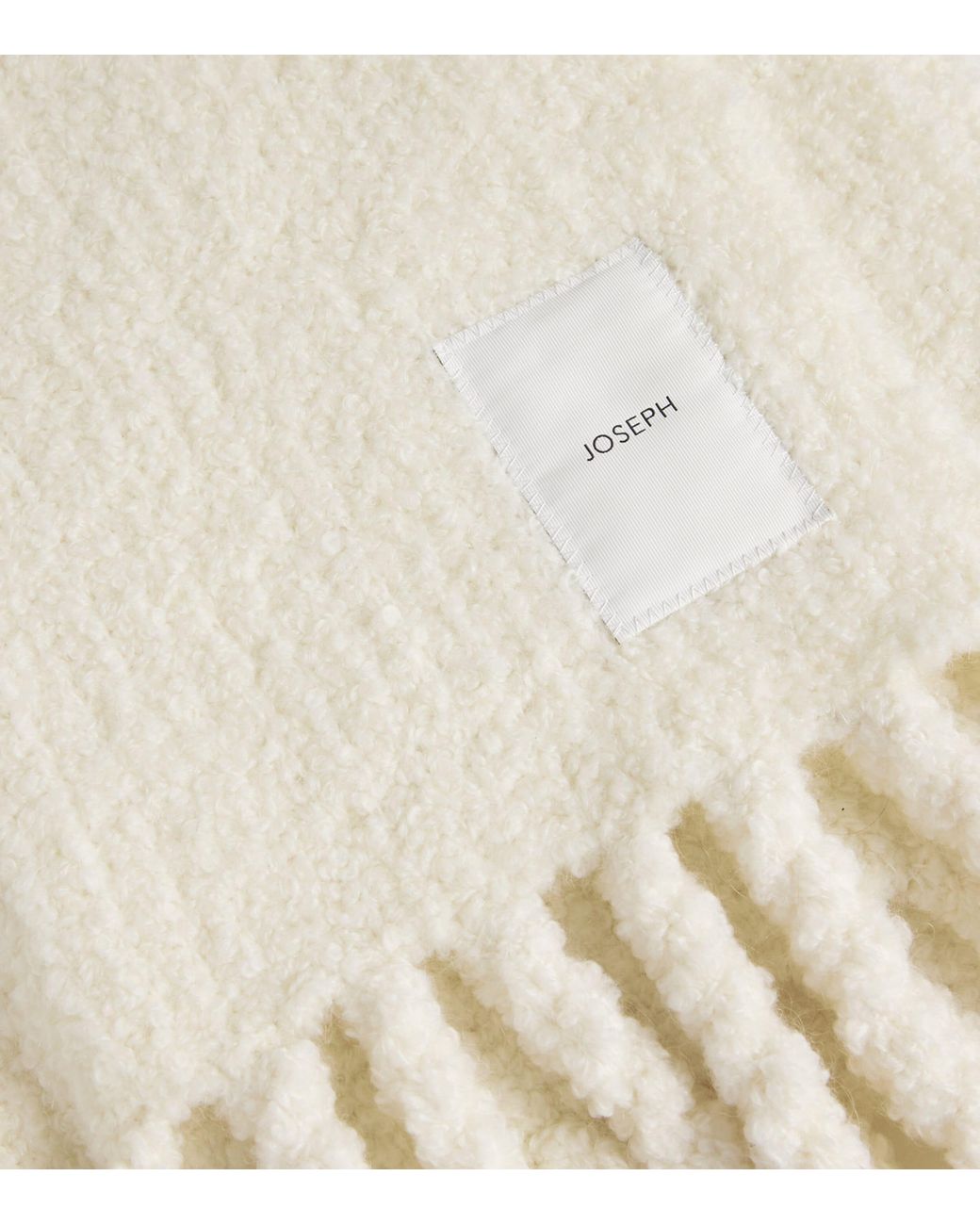 Joseph White Bouclé Knit Scarf