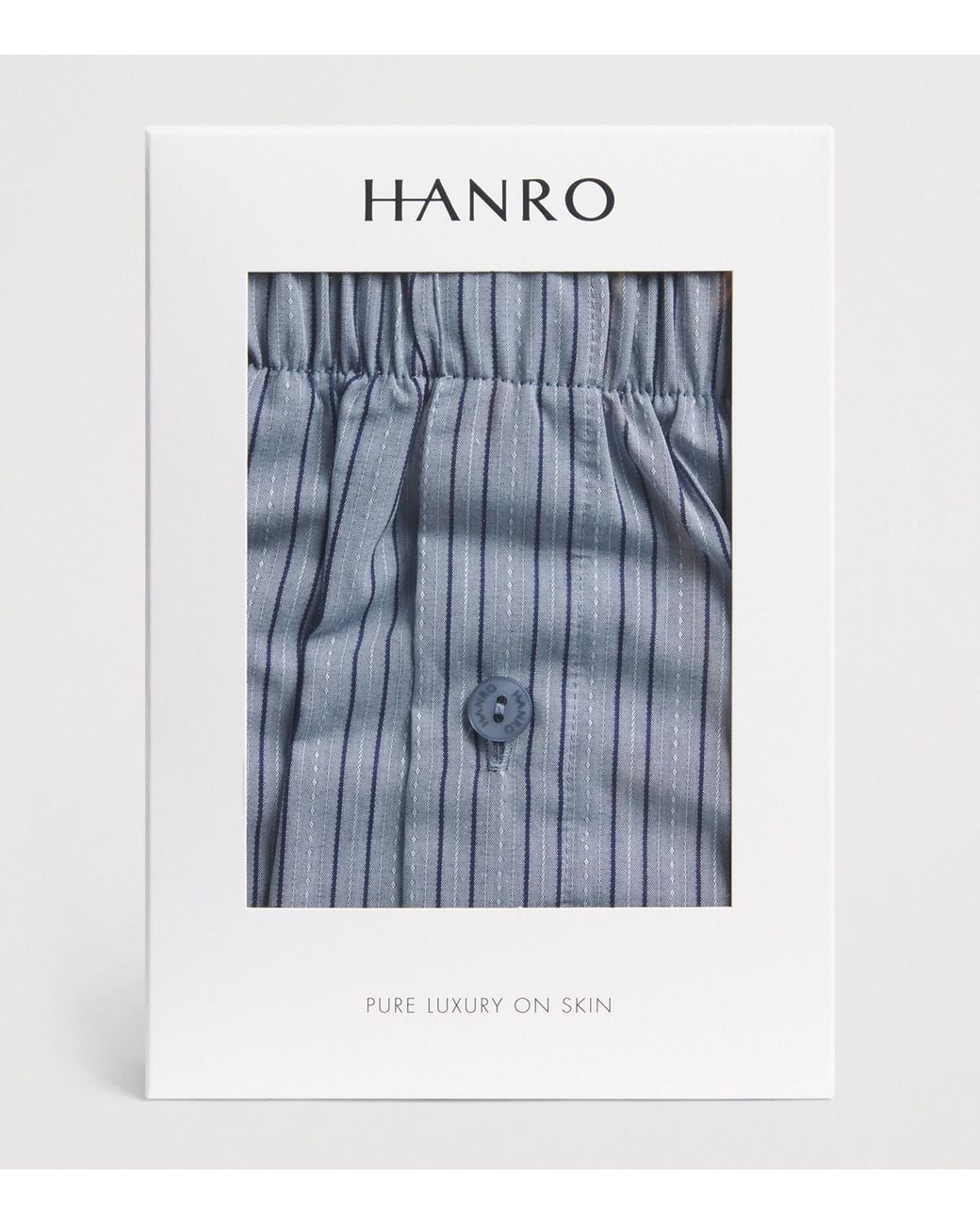 Hanro Blue Cotton Fancy Woven Boxer Shorts for men