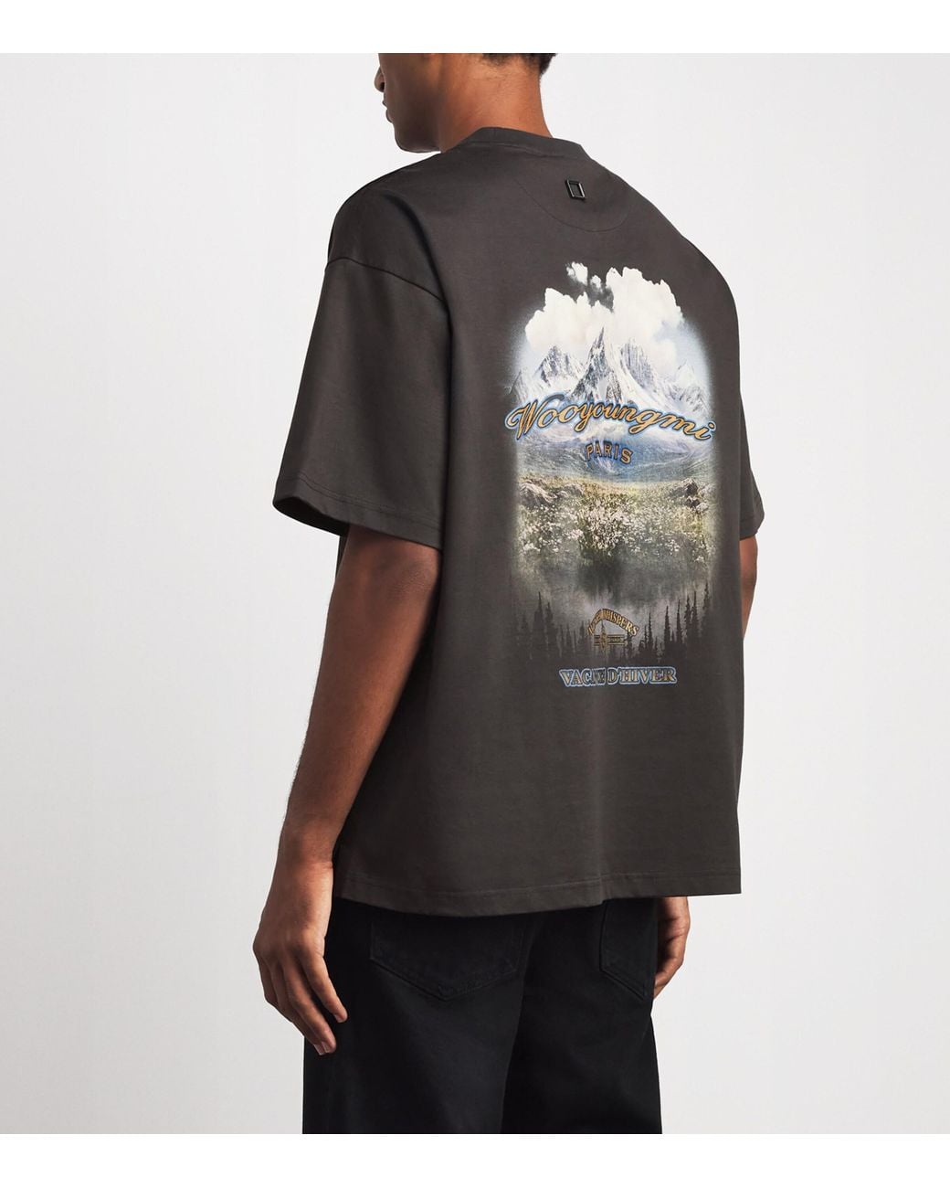 Wooyoungmi Black Cotton Graphic Print T-Shirt for men