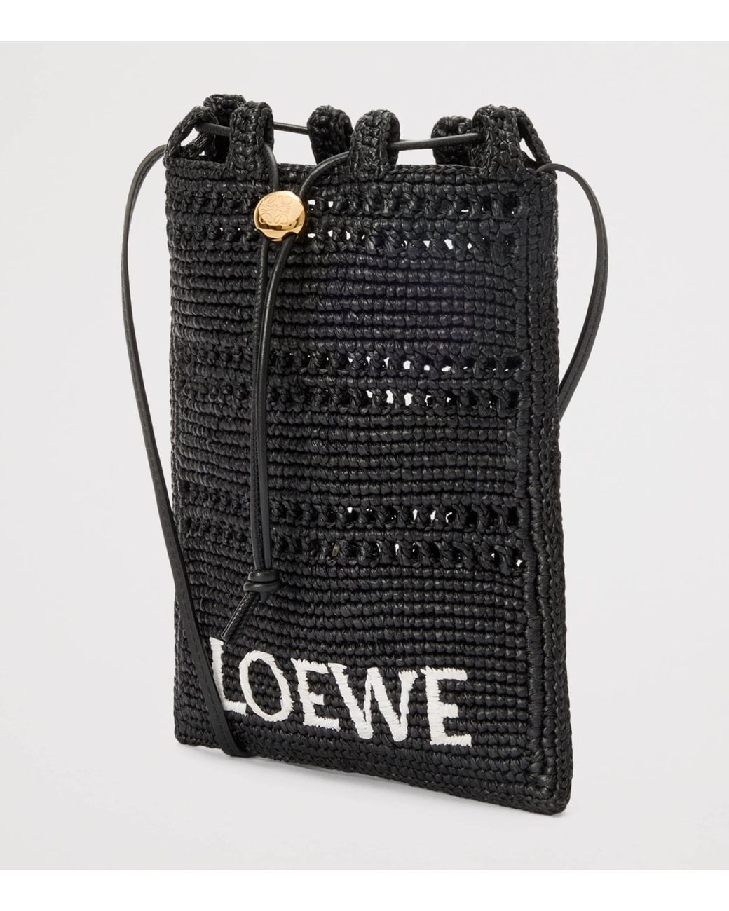 Loewe Black X Paula's Ibiza Raffia Drawstring Pocket Bag