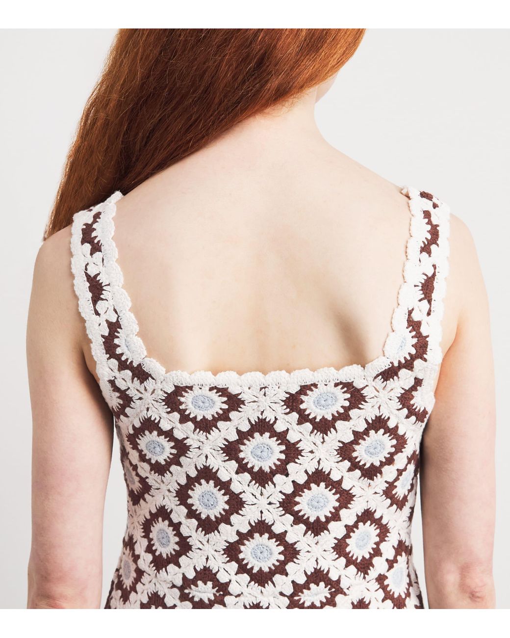 Maje White Crochet Floral Mini Dress