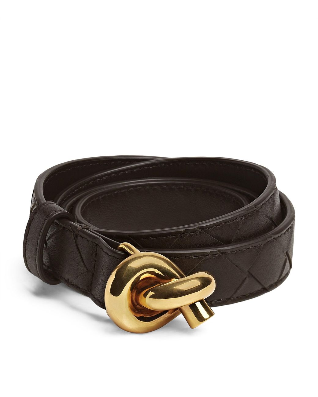 Bottega Veneta Black Leather Intrecciato Knot Belt