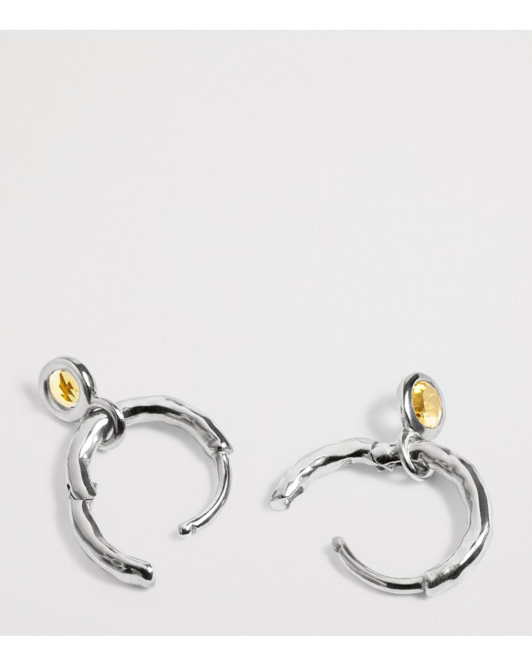 Monica Vinader Metallic Sterling And Citrine November Birthstone Huggie Earrings