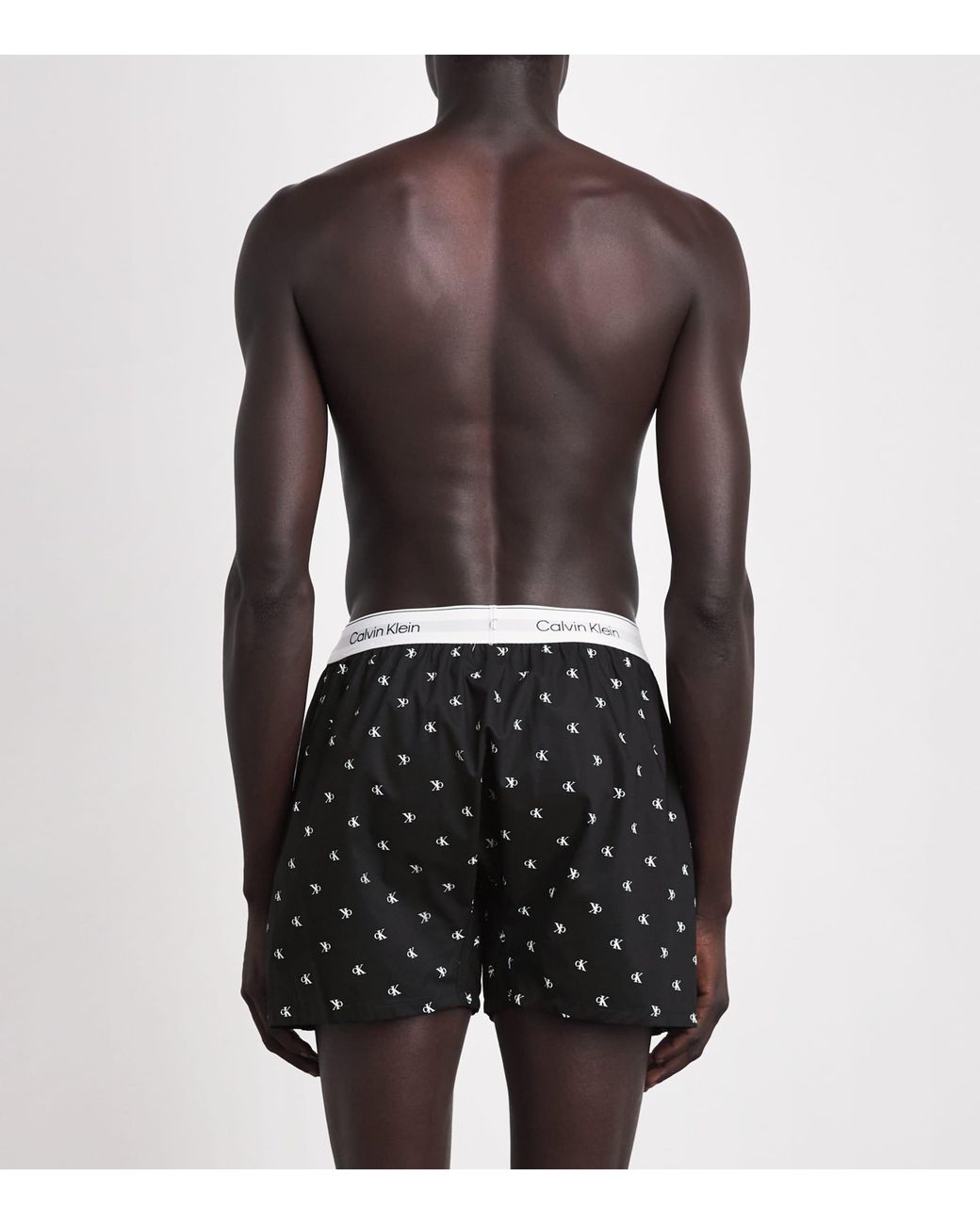 Calvin Klein Black Cotton Poplin Logo Pyjama Shorts for men