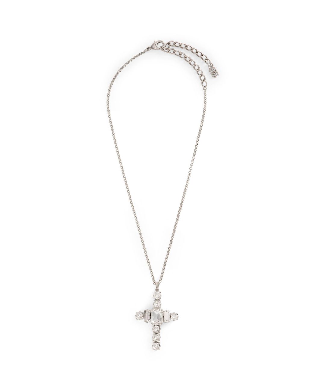 Dolce & Gabbana White Rhinestone Cross Necklace