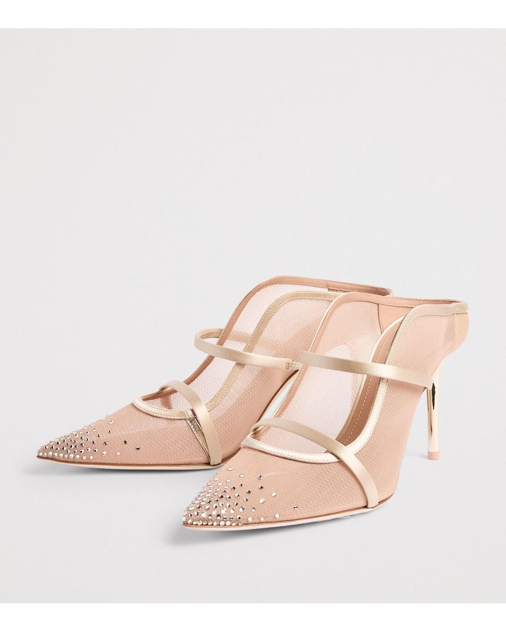 Malone Souliers Pink Embellished Mesh Maureen Heeled Mules 85