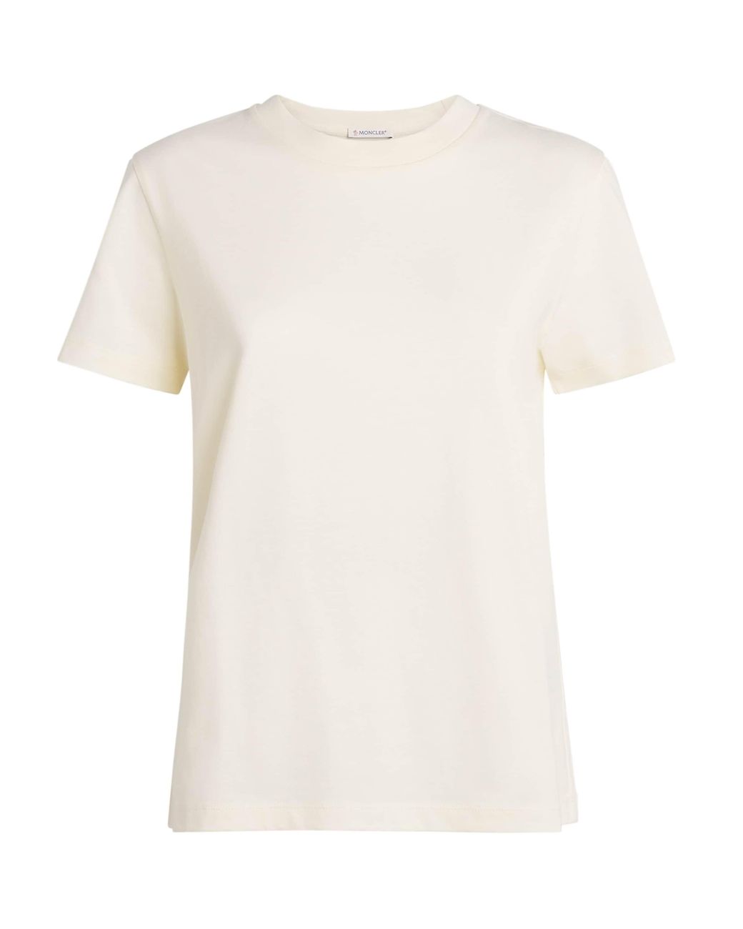 Moncler White Cotton Logo Embroidered T-Shirt