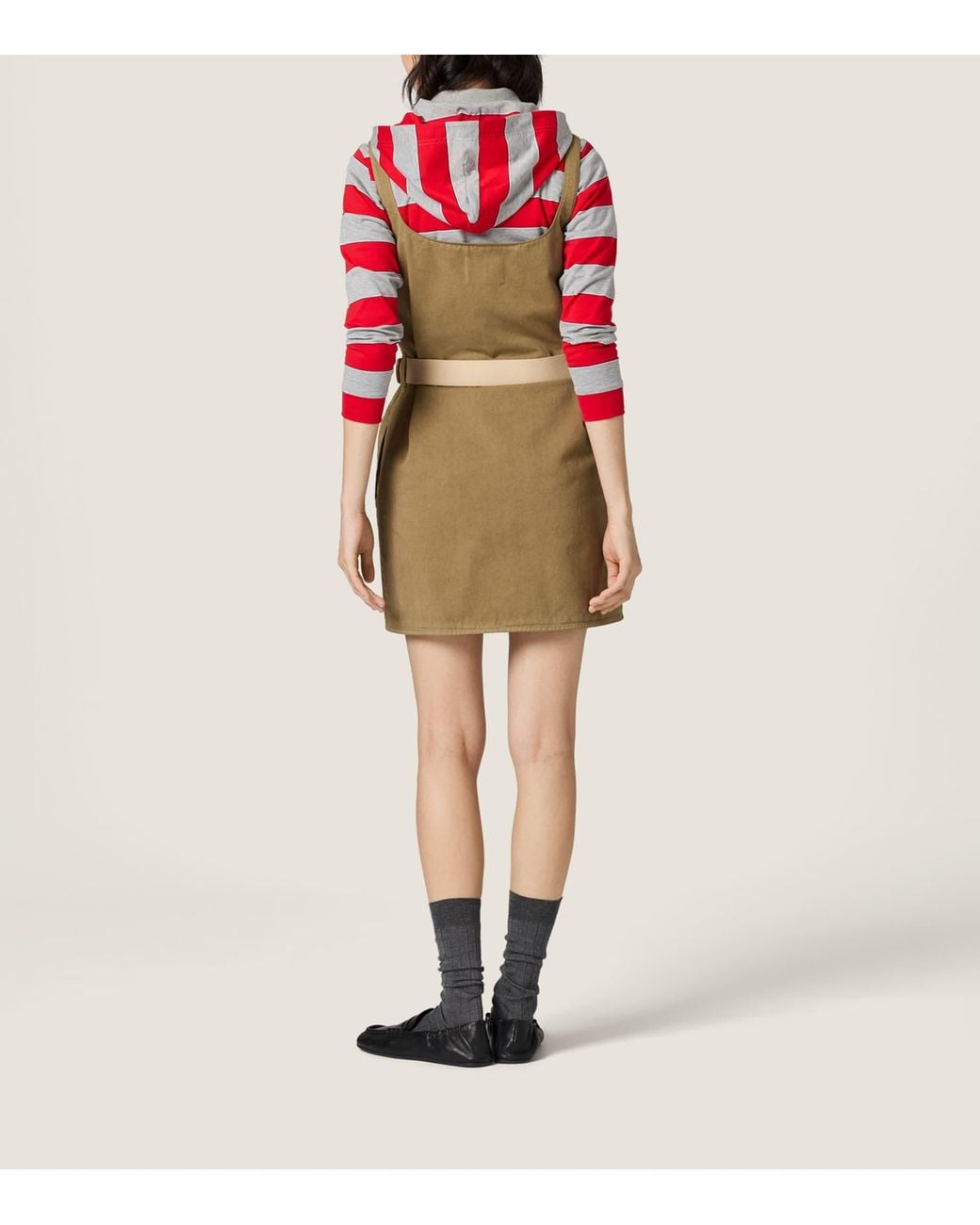 Miu Miu Green Cotton Belted Mini Dress