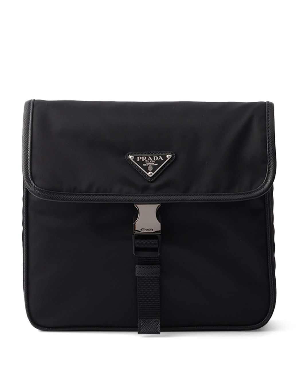 Prada Black Re-Nylon And Leather Messenger Bag for men